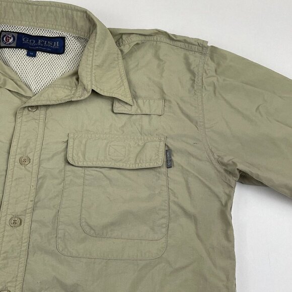 Go Fish Adventure Apparel Button Up Fishing Shirt Men’s M Roll Tab Sleeve - Picture 7 of 14